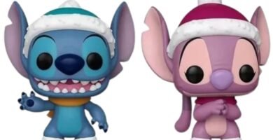 funko pop stitch y angel navidad
